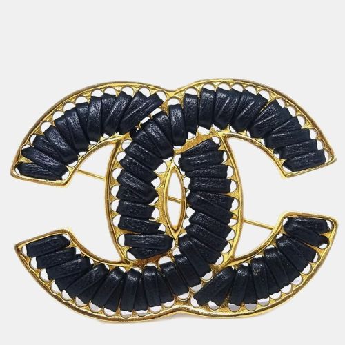 Chanel Black Gold CC Brooch Pin - Chanel - Modalova