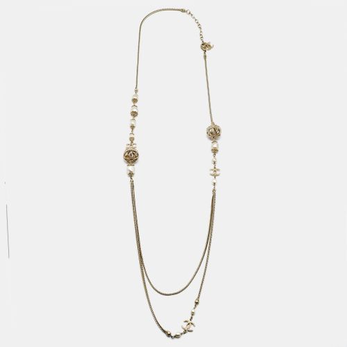 CC Faux Pearl Tone Long Necklace - Chanel - Modalova