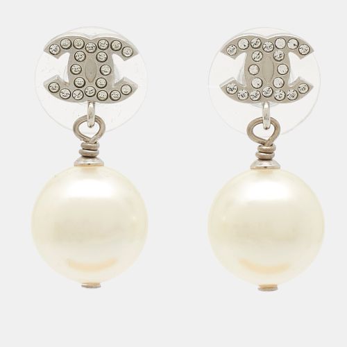 CC Crystal Embellished Faux Pearl Tone Drop Earrings - Chanel - Modalova
