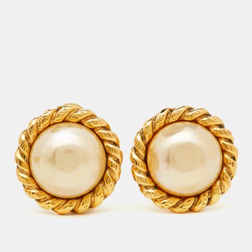Faux Pearl Tone Round Clip-on Earrings - Chanel - Modalova