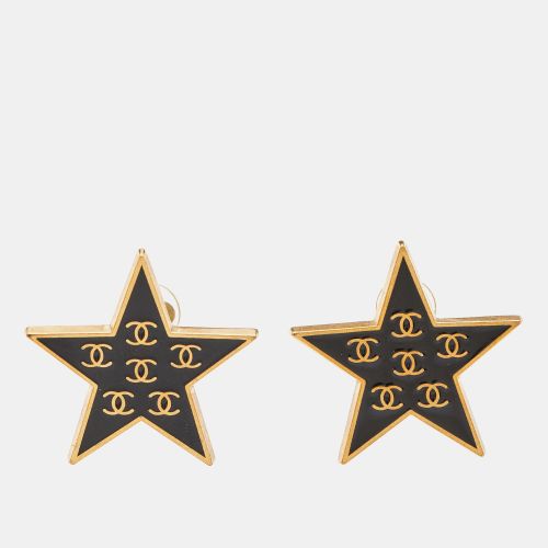 Enamel Gold Tone Star Clip-on Earrings - Chanel - Modalova