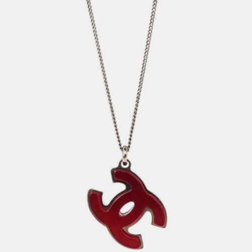 CC Chain Red Black Acrylic Pendant Necklace - Chanel - Modalova