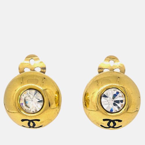 Clip-On Rhinestone Button Earrings - Chanel - Modalova