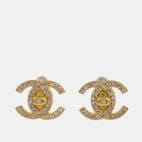 CC Turnlock Rhinestone Earrings Clip-On Small - Chanel - Modalova