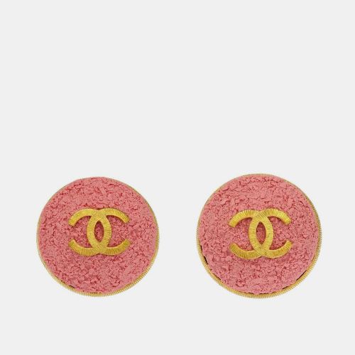 Pink Button Earrings Clip-On - Chanel - Modalova