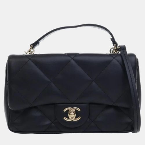 Black Quilted Lambskin Mini Classic Single Flap Top Handle Bag - Chanel - Modalova