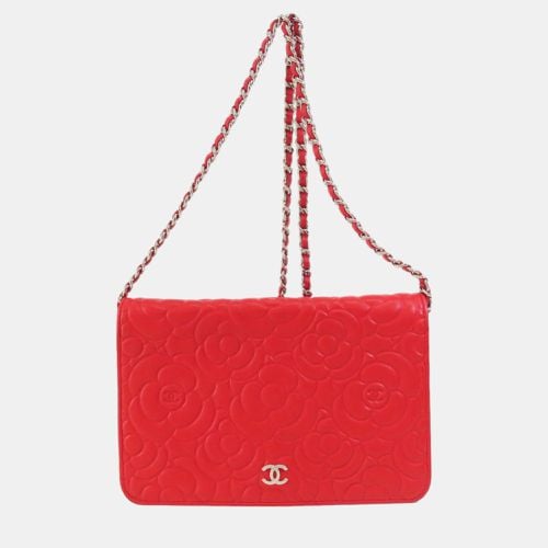 Camellia Leather Embossed Wallet On Chain - Chanel - Modalova