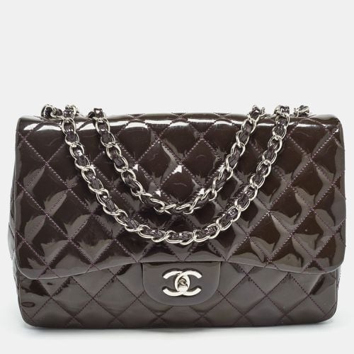 Plum Quilted Patent Leather Jumbo Classic Single Flap Bag - Chanel - Modalova