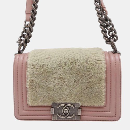 Pink/ Leather and Shearling Boy Shoulder Bag - Chanel - Modalova