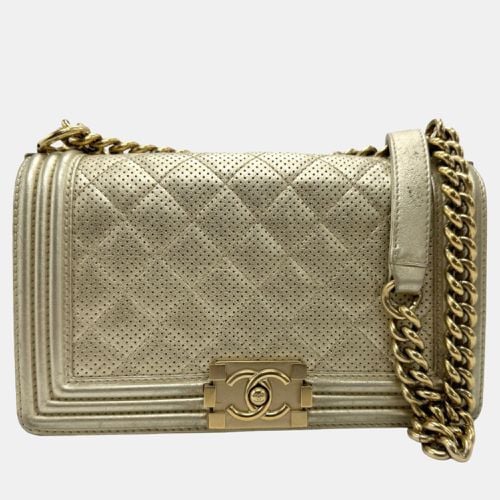 Light Perforated Leather Medium Boy Shoulder Bags - Chanel - Modalova