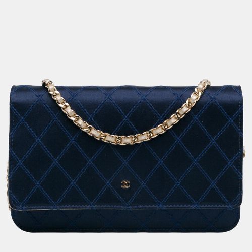 Satin Diamond Stitch Wallet On Chain - Chanel - Modalova