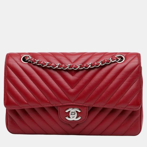 Chevron Leather Medium Classic Double Flap Bag - Chanel - Modalova