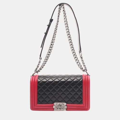 Red Bicolor Medium Lambskin Leather Boy Flap Bag - Chanel - Modalova