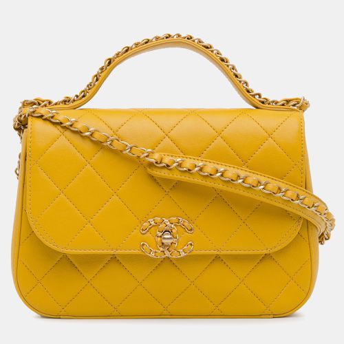 Lambskin Leather Chain Infinity Top Handle Flap Bag - Chanel - Modalova