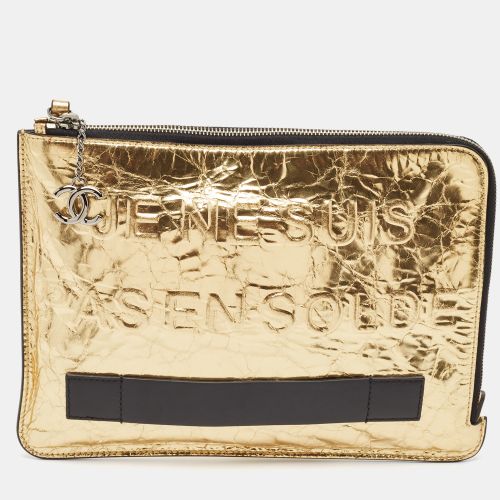 Metallic Crinkled Leather Je Ne Suis Pas En Solde Clutch - Chanel - Modalova