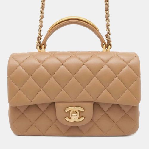 Lambskin Matelasse Top Handle Mini Flap Bag Size 20 - Chanel - Modalova