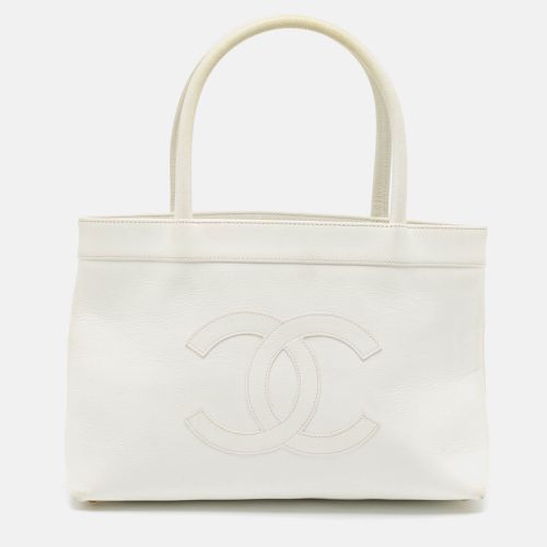 Chanel White Caviar Leather CC Tote - Chanel - Modalova