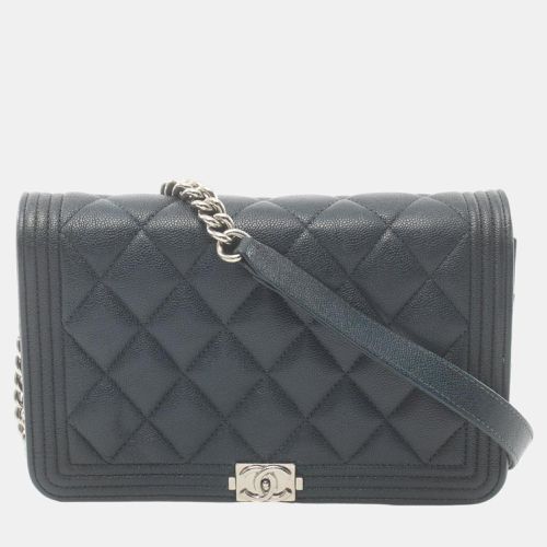 Navy Caviar Skin Matelasse Boy Shoulder Bag - Chanel - Modalova