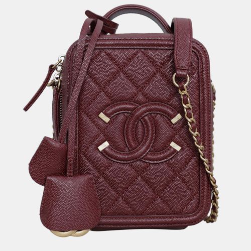 Maroon Small CC Filigree Vertical Vanity Case Bag - Chanel - Modalova