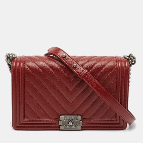 Dark Chevron Leather New Medium Boy Bag - Chanel - Modalova