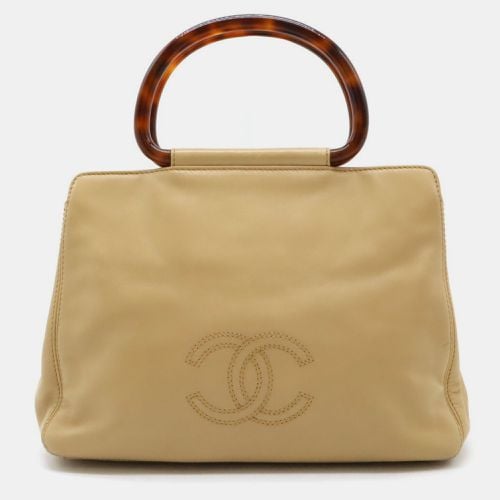 Brown Marble Leather Coco Mark Plastic Handle Handbag - Chanel - Modalova