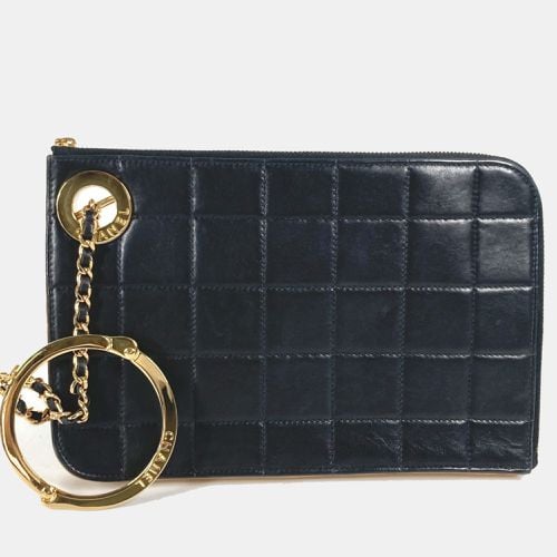 Gold Chocolate Bar L-Shaped Zipper Chain Clutch Bag - Chanel - Modalova