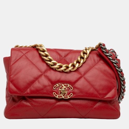 Chanel Red Large Lambskin 19 Flap - Chanel - Modalova