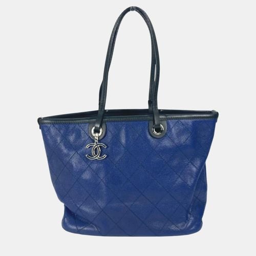 Navy Black Matelasse Quilted Tote Bag - Chanel - Modalova