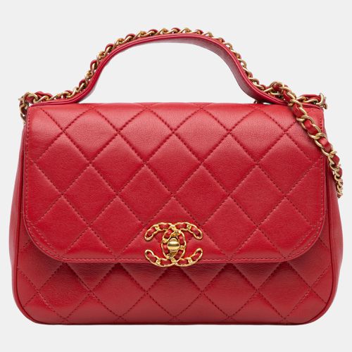 Quilted Lambskin Chain Infinity Top Handle Flap - Chanel - Modalova