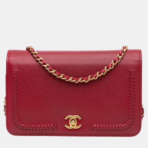 CC Caviar Braided Trim Wallet On Chain - Chanel - Modalova