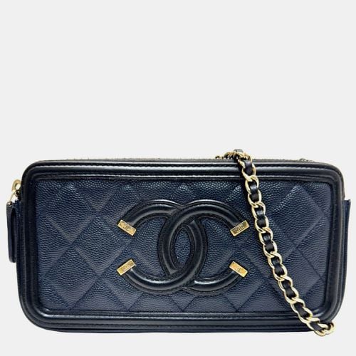 Navy CC Filigree Chain Wallet Bag - Chanel - Modalova