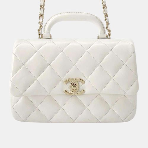 Shiny Calf Leather Top Handle Flap Shoulder Bag - Chanel - Modalova