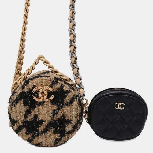 Black Tweed Leather 19 Round Chain Shoulder Bag - Chanel - Modalova