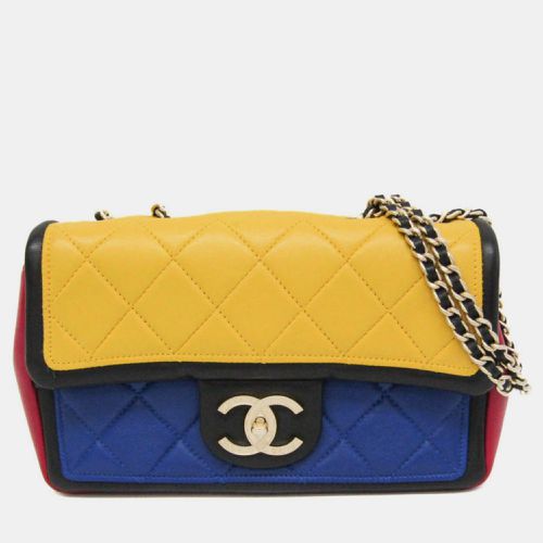 Blue Red Yellow Leather Matelasse Mondrian Collar Chain Shoulder Bag - Chanel - Modalova