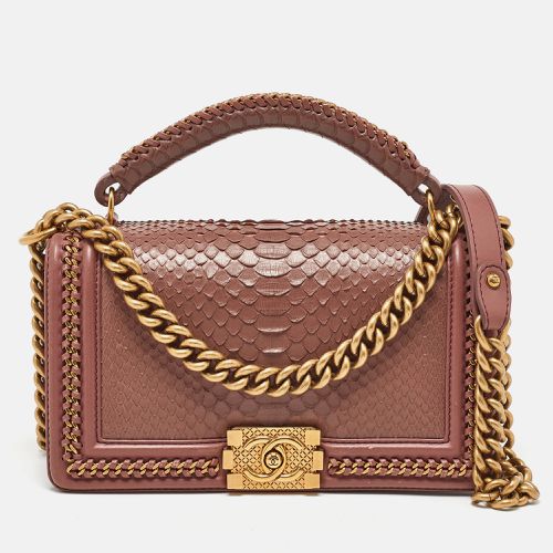 Rose Python Medium Boy Flap Top Handle Bag - Chanel - Modalova