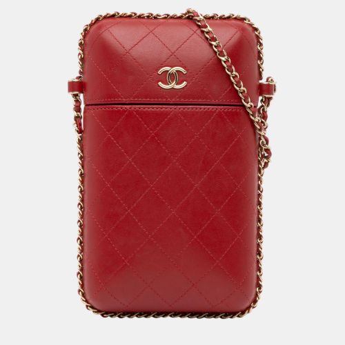 CC Quilted Lambskin Chain Around Phone Holder - Chanel - Modalova