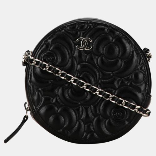 Goatskin Camellia Round Clutch with Chain - Chanel - Modalova