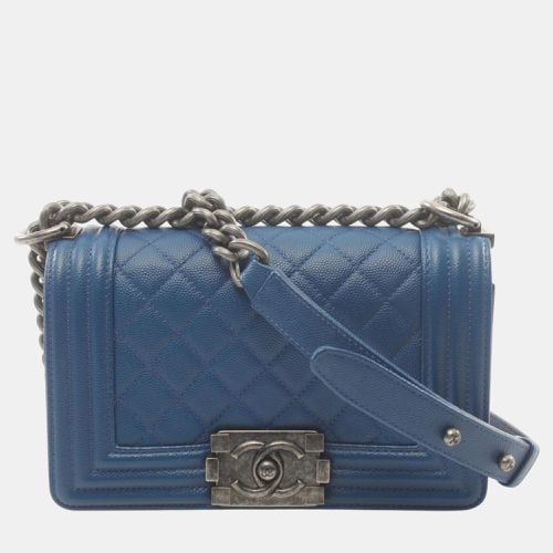 Leather Grained Calfskin Boy Small Chevron V-Stitch Shoulder Bag - Chanel - Modalova