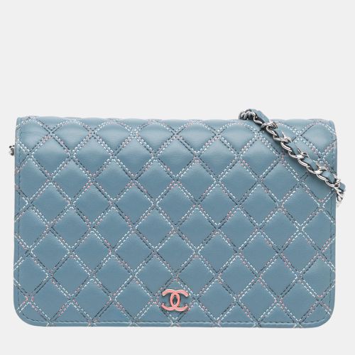 Quilted Lambskin Double Stitch Wallet On Chain - Chanel - Modalova