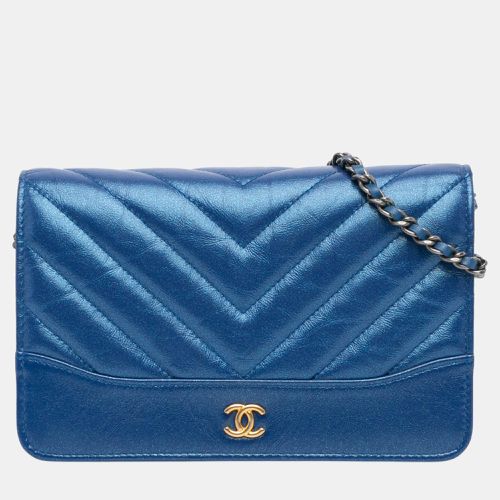 Chevron Aged Metallic Calfskin Gabrielle Wallet On Chain - Chanel - Modalova