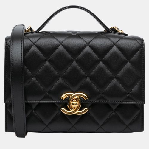 Mini Quilted Lambskin Golden Plate Flap - Chanel - Modalova