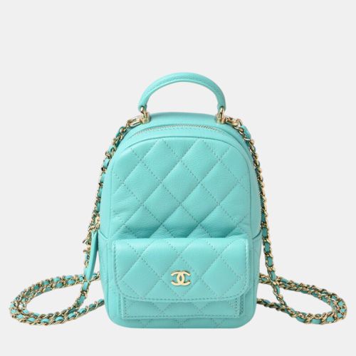 Leather Caviar Skin Turquoise Mini Backpack - Chanel - Modalova