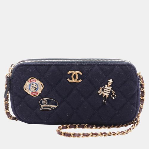 Wool Navy Matelasse Shoulder Bag - Chanel - Modalova