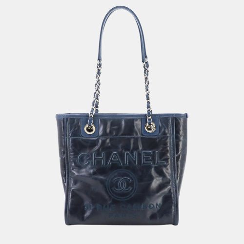 Leather Navy Deauville Chain Bag - Chanel - Modalova