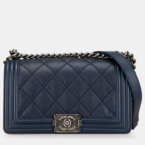 Medium Lambskin Double Stitch Boy Flap - Chanel - Modalova