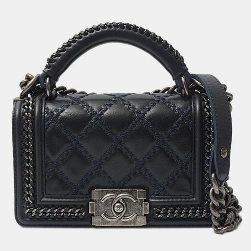 Blue Leather Boy Handle Chain Shoulder Bag - Chanel - Modalova