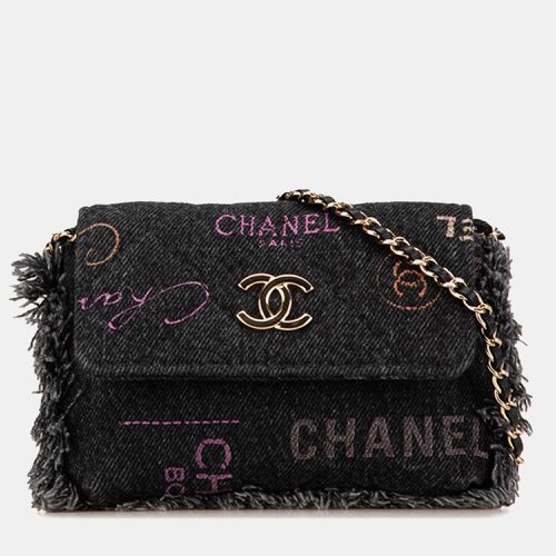 Canvas Denim Leather Mini Matelasse Logo Chain Bag - Chanel - Modalova