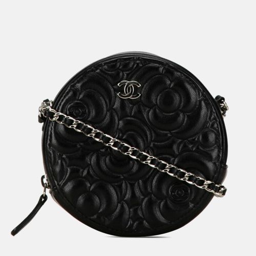 Leather Camellia Round Mini Chain Shoulder Bag - Chanel - Modalova