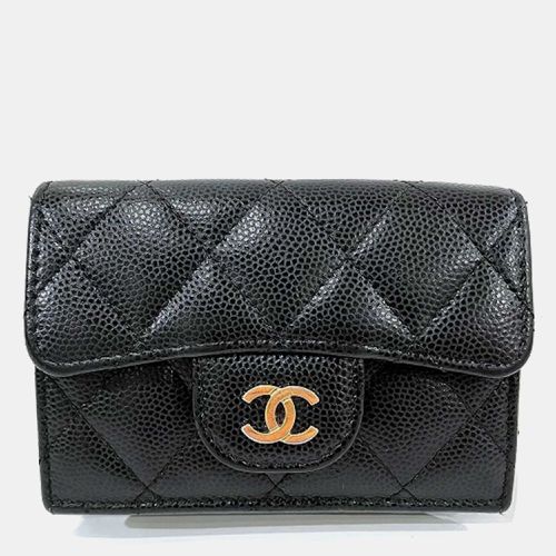 Black Caviar Skin Small Flap Wallet AP0230 - Chanel - Modalova