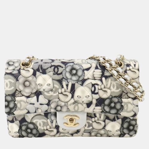 Matelasse Chain Shoulder Bag Cat Pattern Nylon Leather Navy White Gold Metal - Chanel - Modalova